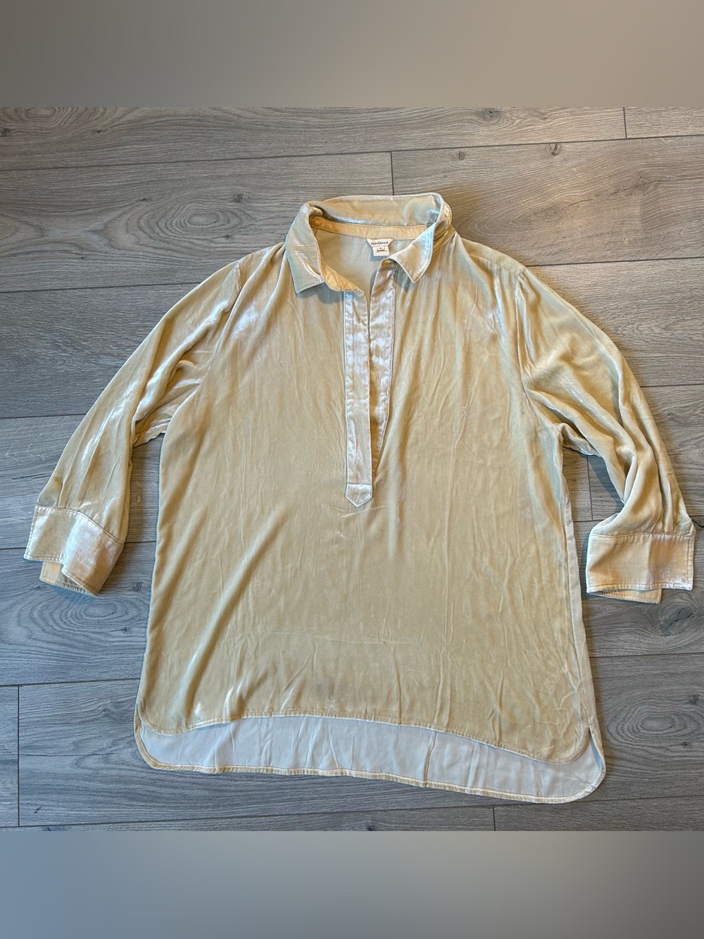 Sundance Velvet Long Sleeve Popover Tunic Top Size XL